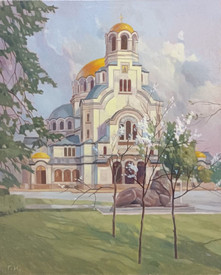 Пейзаж от София , Александър Невски - картина на Георги Иванов