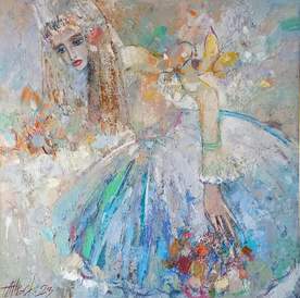 Girl with forgotten flowers - painting by daniel Yordanov - Alberchi