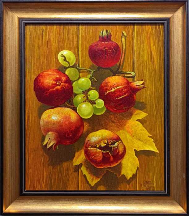 Still life with pomegranates - oil paints, painting by Ivan Stratiev